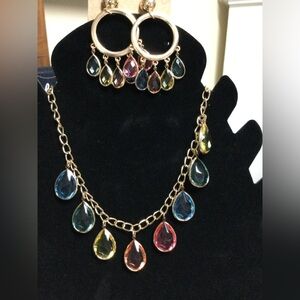 Acrylic Multicolor Teardrop Necklace and Earring Set